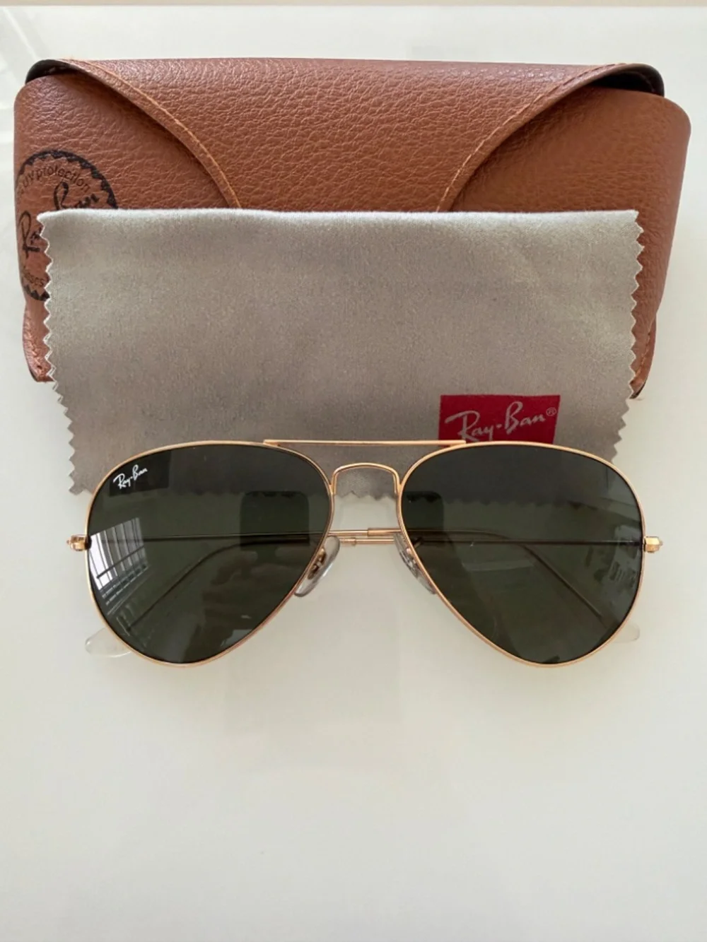 Ray-Ban~Aviator Classic~RB3025~Gold Frame:Green Lenses~Size 55-14